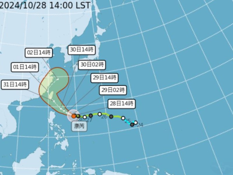 明下午至晚間恐陸續發布海警、陸警! 秋颱康芮各國最新路徑「萬箭穿心」