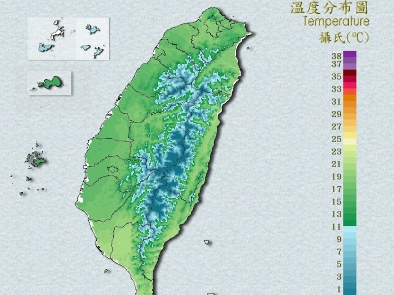 鋒面通過雨增溫降,週日週一冷氣團接力
