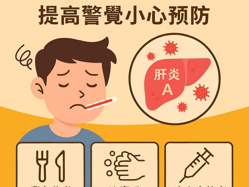 國內急性病毒性A型肝炎疫情上升，提醒民眾注意維持良好個人衛生及飲食習慣
