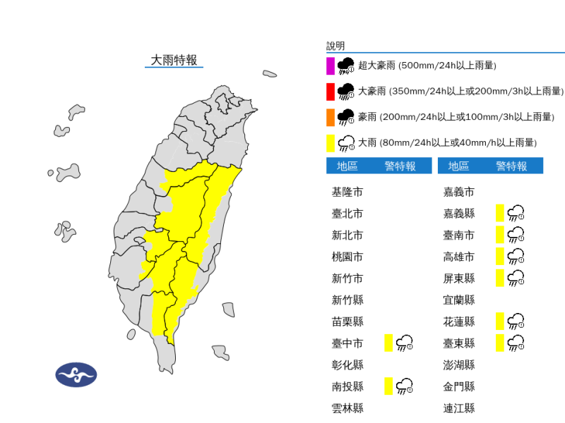 中南部及東部山區慎防午後大雨　氣象署籲留意雷擊與強風