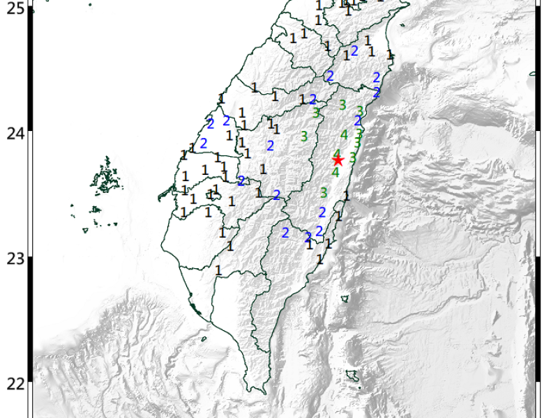 凌晨規模4.9地震撼花蓮萬榮　最大震度達4級　多地民眾驚醒