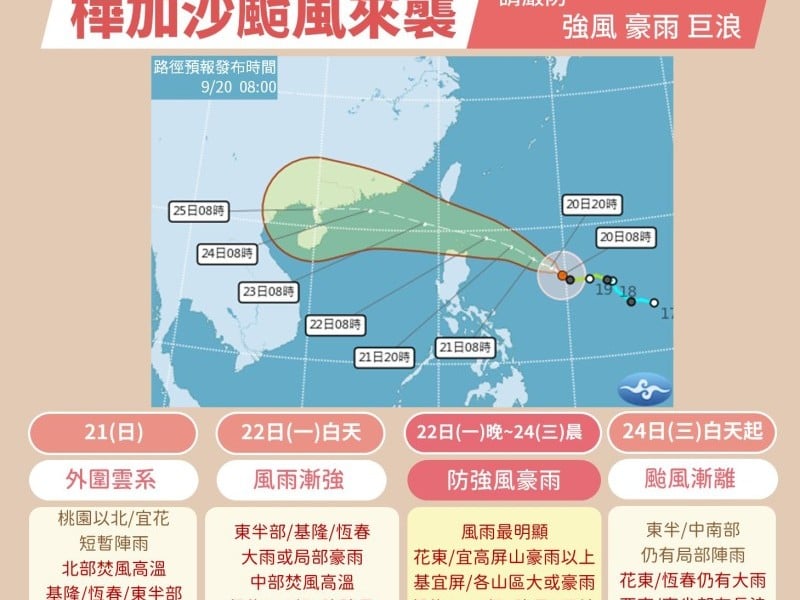 氣象署:中颱「樺加沙」登陸機率不大