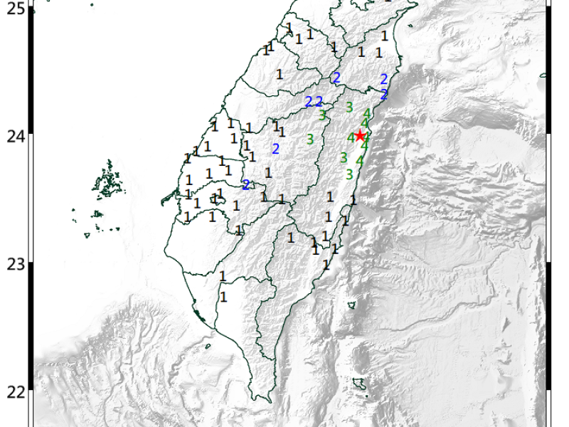 花蓮清晨規模5地震　吉安鄉震央最大震度4級　各地明顯搖晃無災情傳出