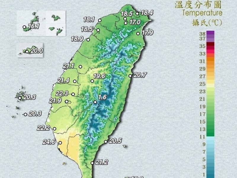東北季風增強 各地溫度下降