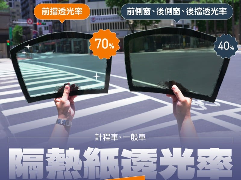 汽車隔熱紙透光率「前擋70%、前窗40%」新車明年規劃開始強制納管、舊車不溯及既往