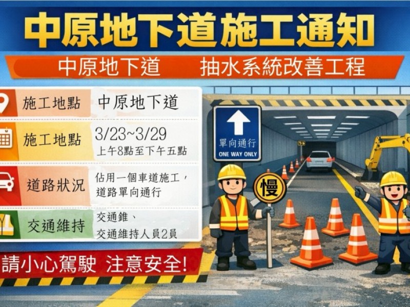 中原地下道抽水系統改善工程3/23-29施工