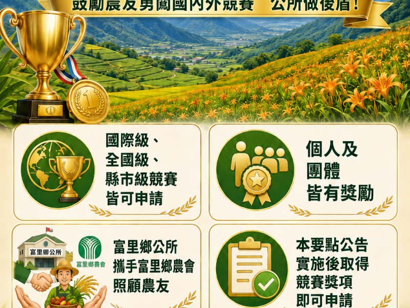 祭出競賽獎勵金、推向國際舞台 ! 富里鄉鼓勵農友「研發優質本地農產品」