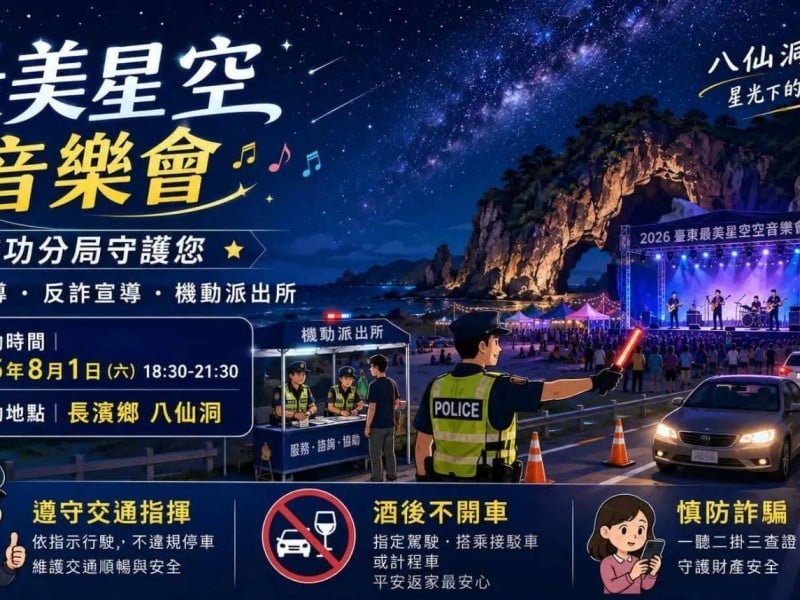 長濱八仙洞「最美星空音樂會」登場 警設機動派出所