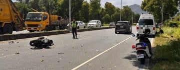 民間救護車與機車路口交岔撞  吉安警迅速到場疏導處置